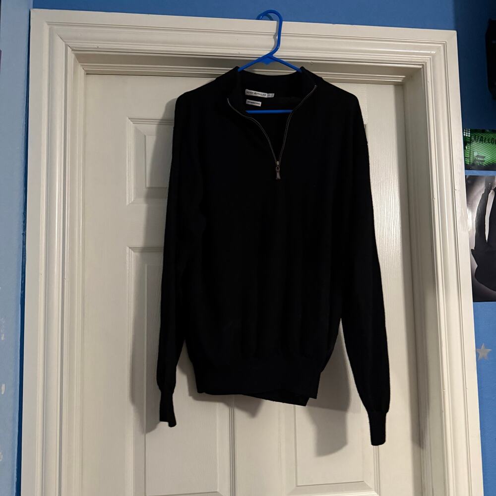 peter millar 100% merino wool black sweater pullover in size XXL